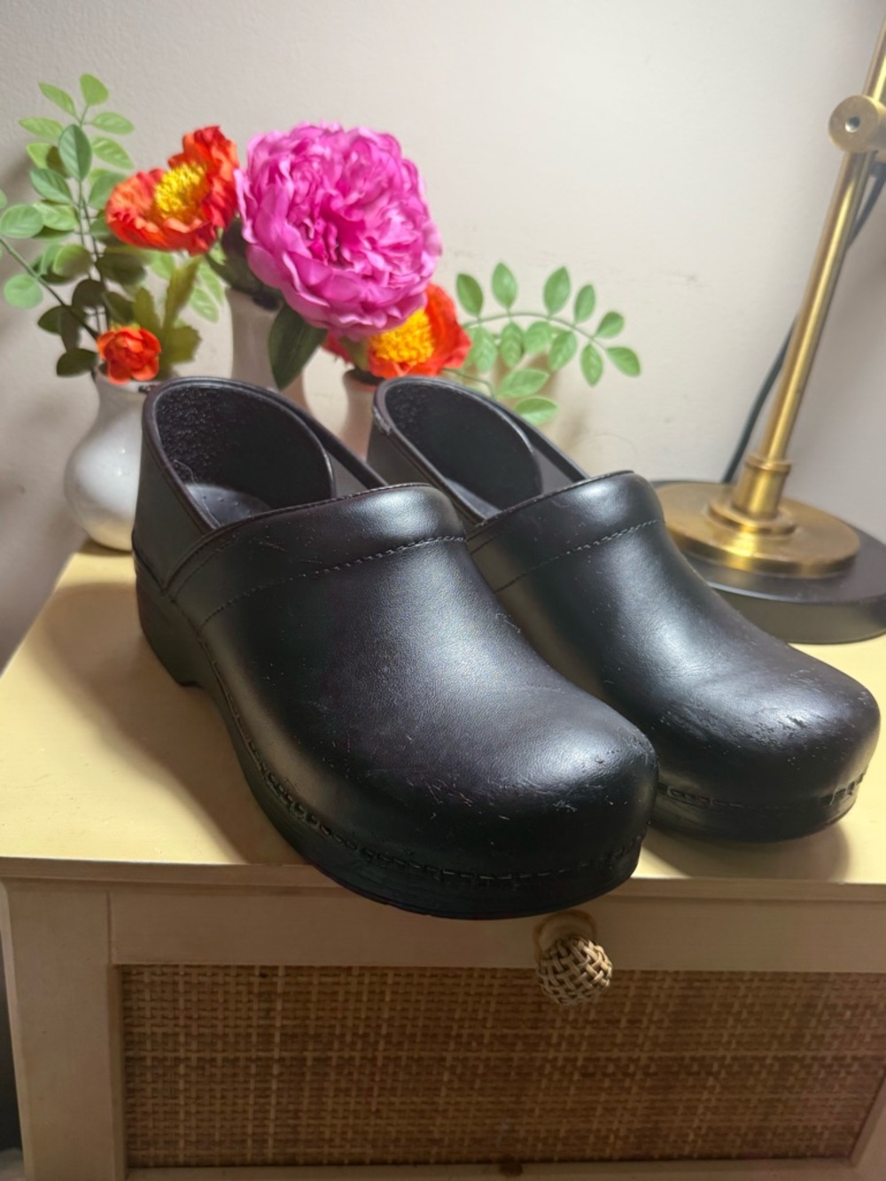 Dansko Black Professional Leather Clogs